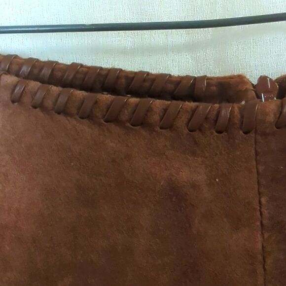 Brown Suede Pants with Whip Stitching Down the Side  Seam Size 6 - Picture 4 of 8